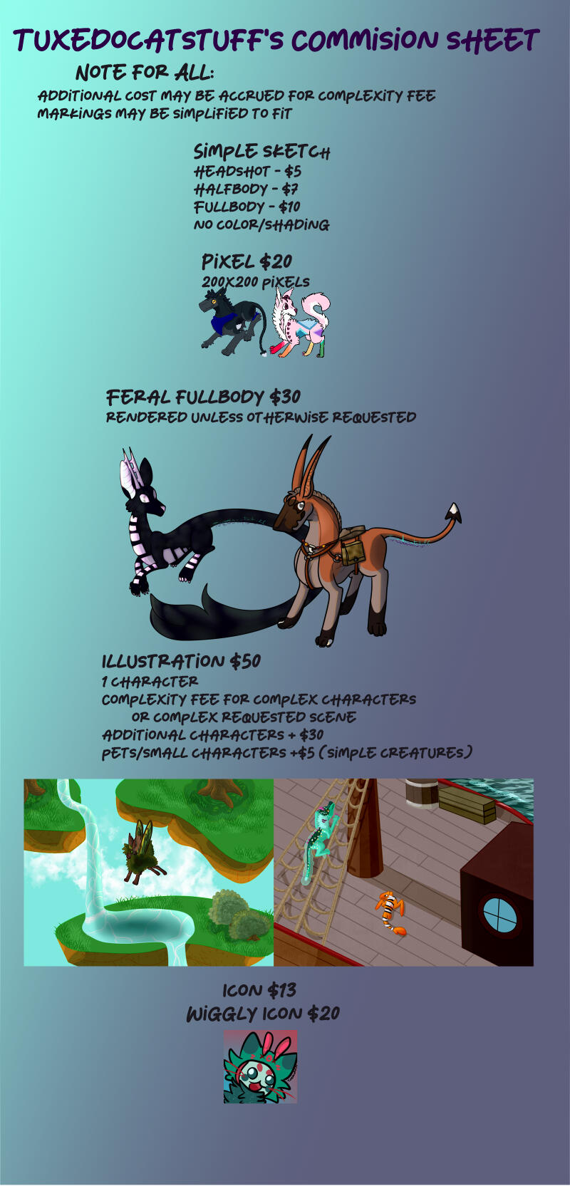 Commissions sheet