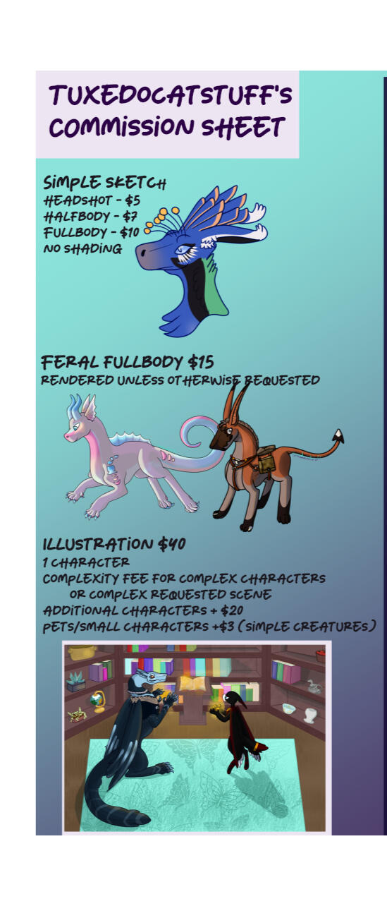 Commissions sheet